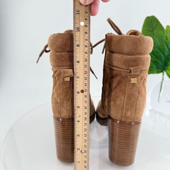 Aquatalia Iole Quilted Suede Lace-Up Booties Women 10.5 Brown Weatherproof Boots - Picture 8 of 16